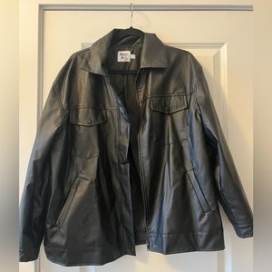 Princess Polly Black Leather Bomber Jacket